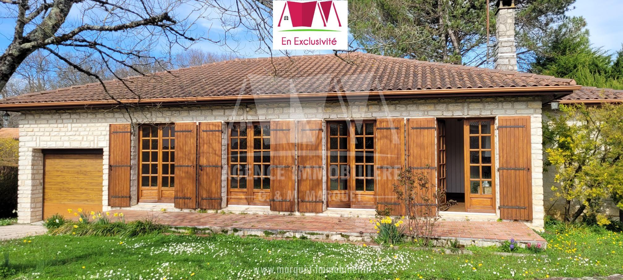 EXCLUSIVITÉ - PUYMOYEN - MAISON DE PLAIN-PIED DE 94 m² + GARAGE 26 m² indép , GARAGE, PISCINE, TERRAIN DE 1200 m²